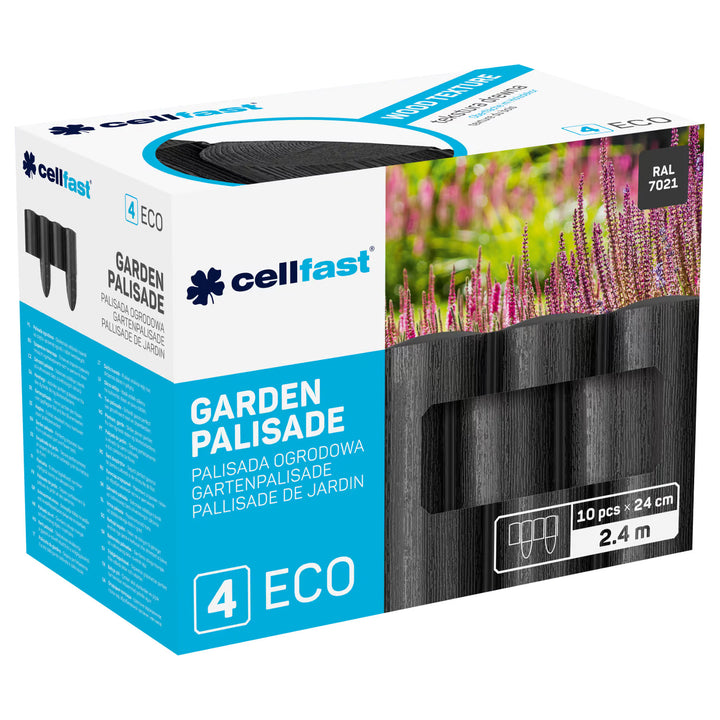 Cellfast Garden Fence, wood-grain texture, frost-resistant, 21.6 m long, anthracite color, 34-032