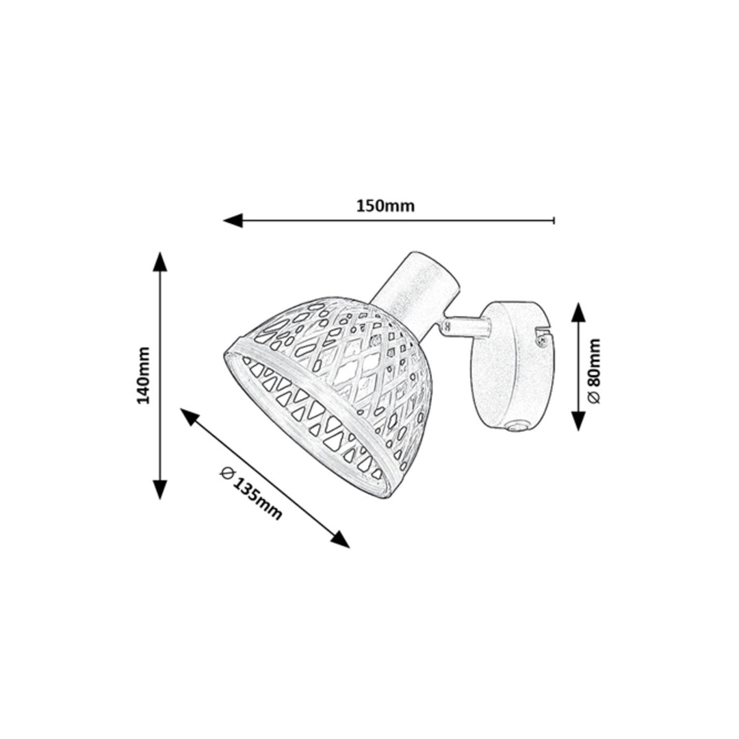 Rabalux Rattan Wall Sconce, E14 socket, max 15W, 3133