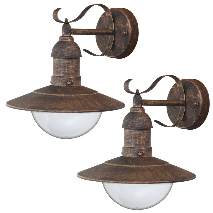 Rabalux Oslo Outdoor Wall Sconce, Gold, E27, max. 60W, IP43, 230 V, 2 pieces