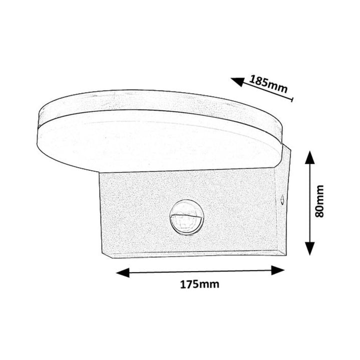 Rabalux Outdoor Wall Sconce, Motion Sensor, 9W, Black, Batida, 2 pieces