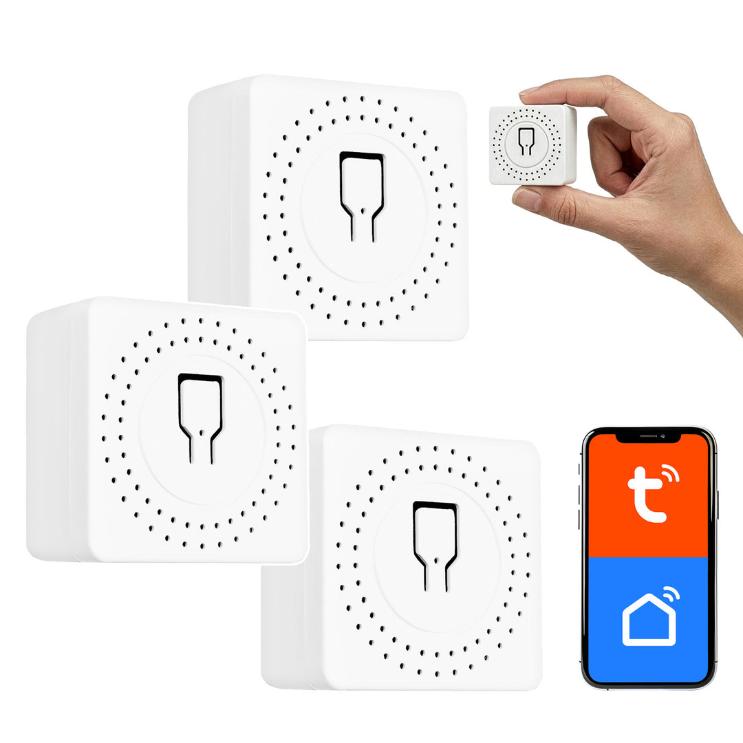 GreenBlue Flush-Mount WiFi Relay, Android/iOS/Alexa/Google Home, 100–240 V AC, 50/60 Hz, max. 16 A, for 150 W LEDs, GB739, 3 pieces