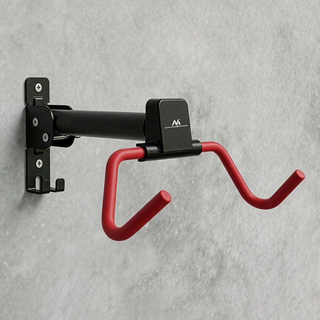 Maclean Horizontal Wall-Mounted Bike Rack, steel, max. load 30 kg, adjustable angle, MC-172, 2 pieces