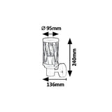 Rabalux Budapest Outdoor Wall Sconce, IP44, brown, E27 screw base, max 40W, 8888