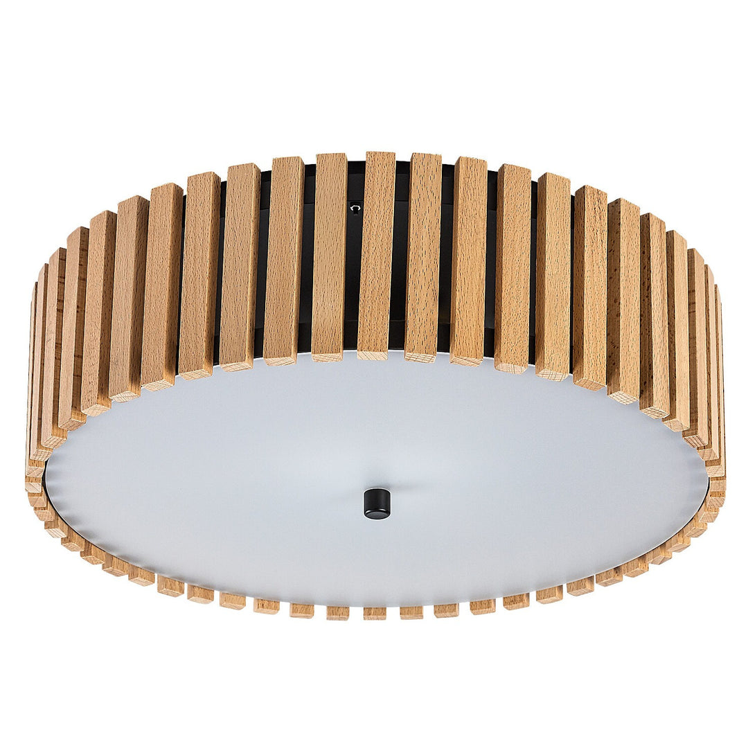 Rabalux Noxelle E27 3x MAX 25W IP20 Ceiling Light, Matte Black/Wood, 71420