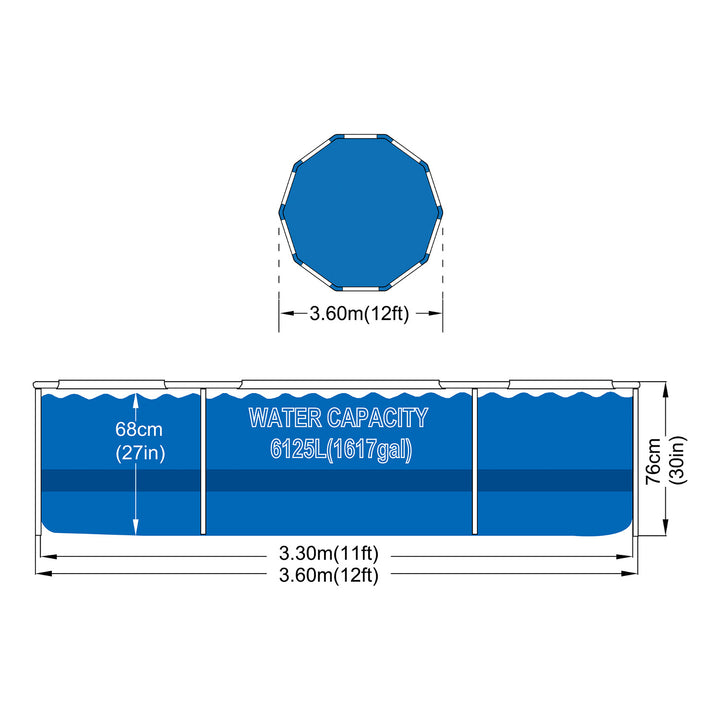 AVENLI Round Frame Pool, 366x76, Set, Capacity 6125 l
