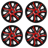 NRM N-Power 15'' Universal Car Hubcaps, Red/Black, Set of 4