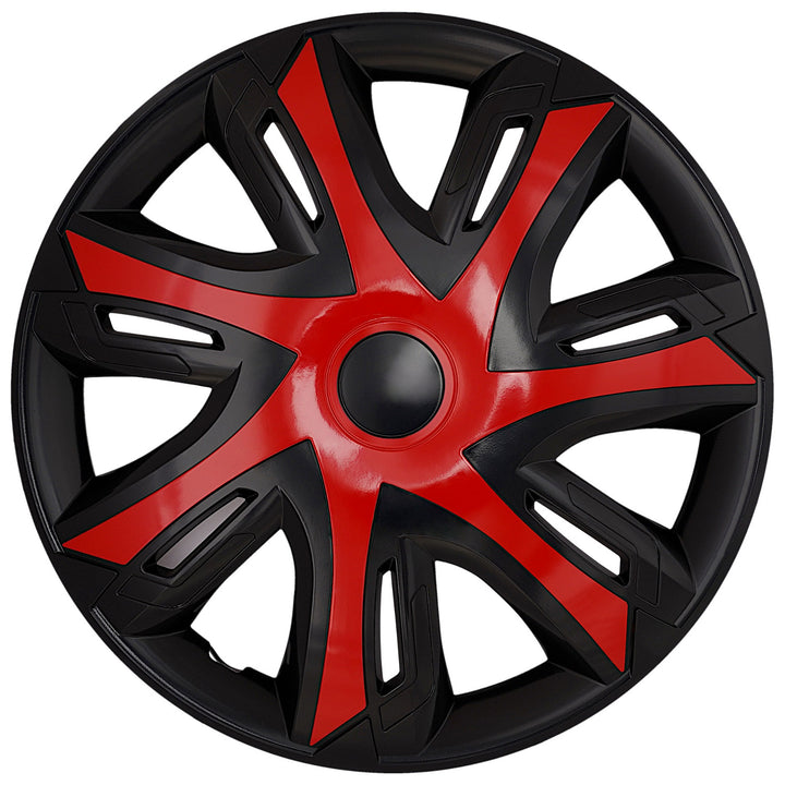 NRM N-Power 15'' Universal Car Hubcaps, Red/Black, Set of 4