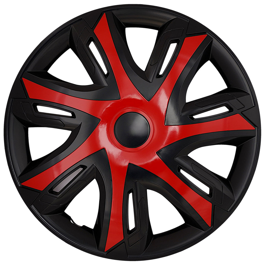 NRM N-Power 16'' Universal Car Hubcaps, Red/Black, Set of 4