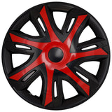 NRM N-Power 16'' Universal Car Hubcaps, Red/Black, Set of 4