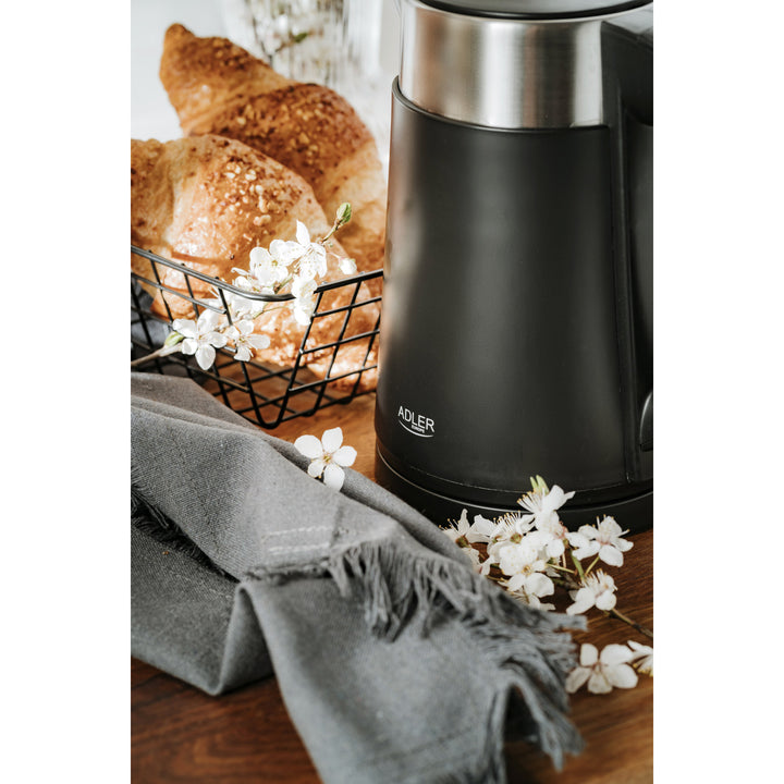 Adler Electric Kettle, Metal, 0.6 L, Quiet, 800 W, Black. AD 1372