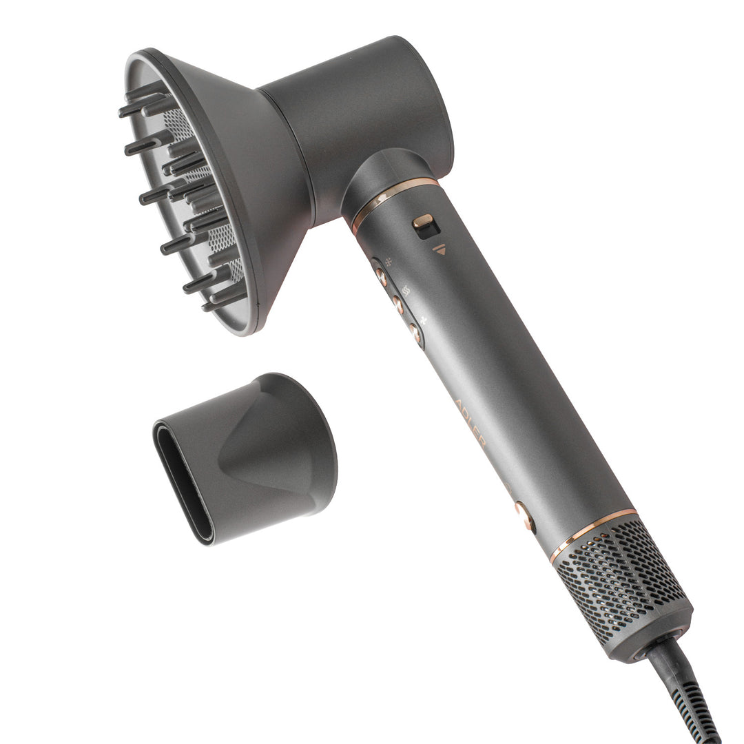 7-in-1 Hair Dryer and Curler - 7 attachments, ionization, cool air, 3 heat settings, 3 speed settings, travel case, AD 2030, Adler