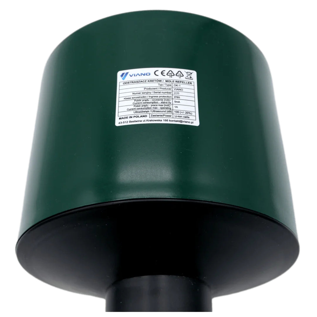 Professional acoustic repeller for moles and voles, 4400 mAh battery, IP65, Viano OK1, 2 pieces