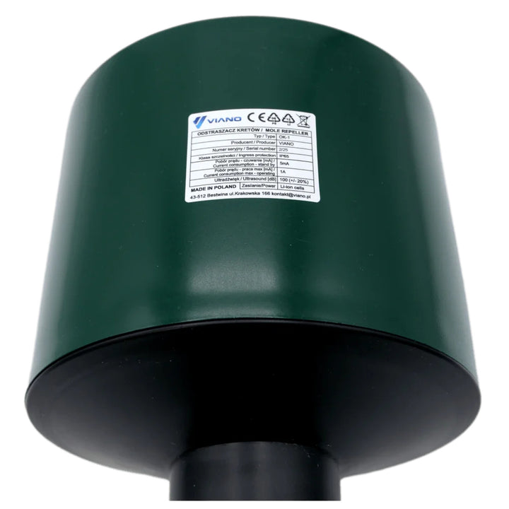 Professional acoustic repeller for moles and voles, 4400 mAh battery, IP65, Viano OK1, 2 pieces