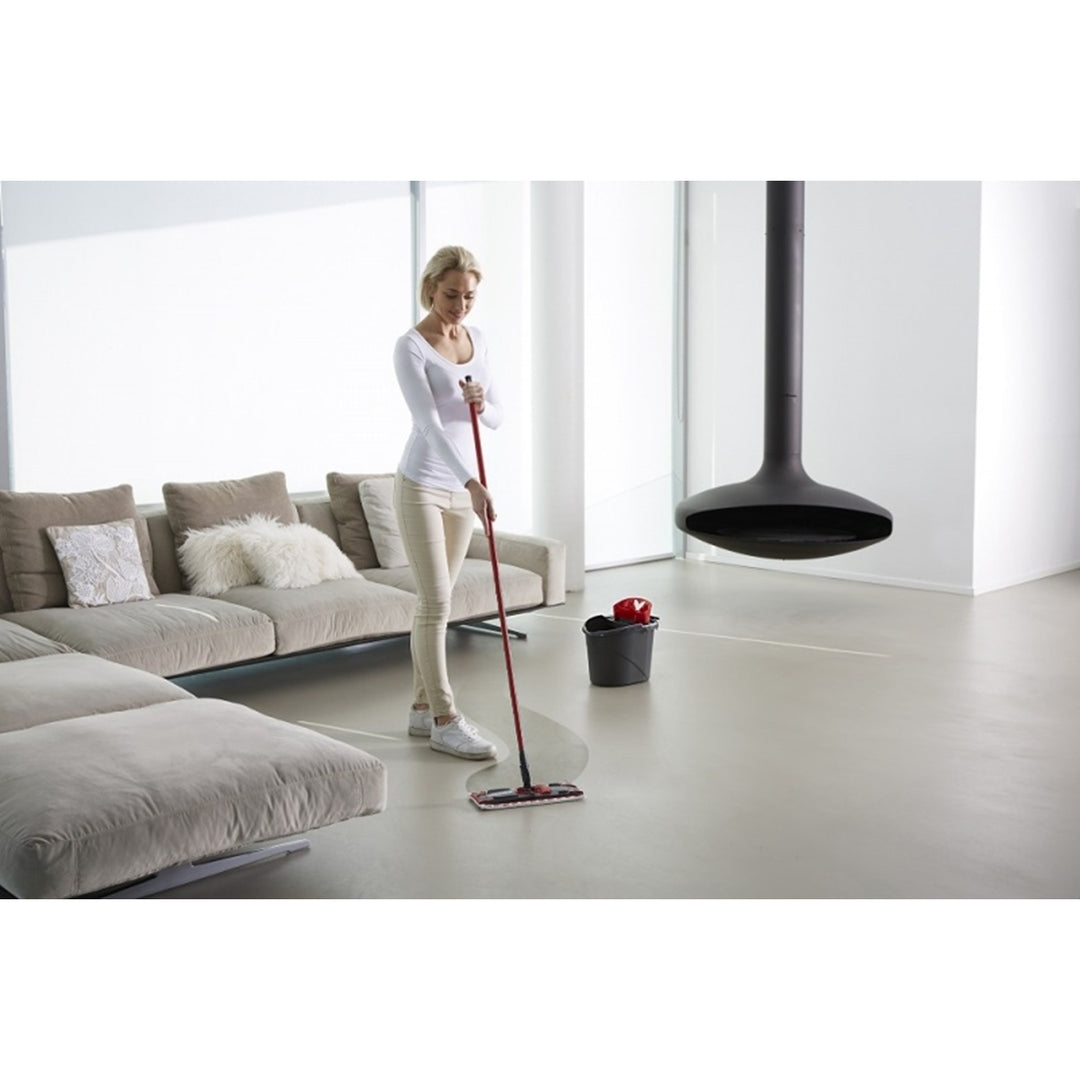 Ultramax Flat Mop Set + Universal Gloves + 2 Glitzi Scrub Sponges by Vileda, Touchless Wringing System, Two Types of Fibers, 177453