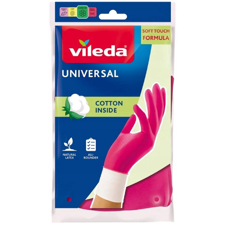 Ultramax Flat Mop Set + Universal Gloves + 2 Glitzi Scrub Sponges by Vileda, Touchless Wringing System, Two Types of Fibers, 177453