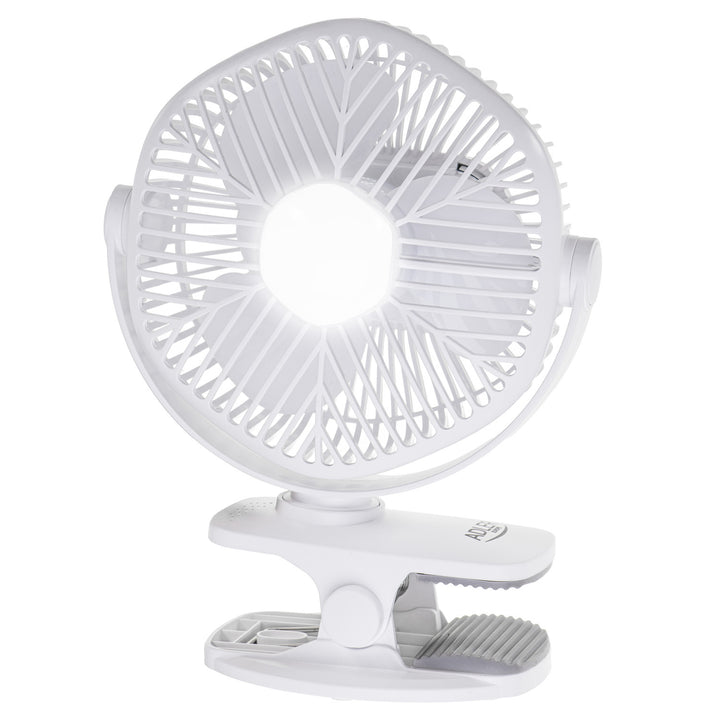 5"/12.7 cm Rechargeable Fan with Clip - USB / LED, AD 7335, Adler