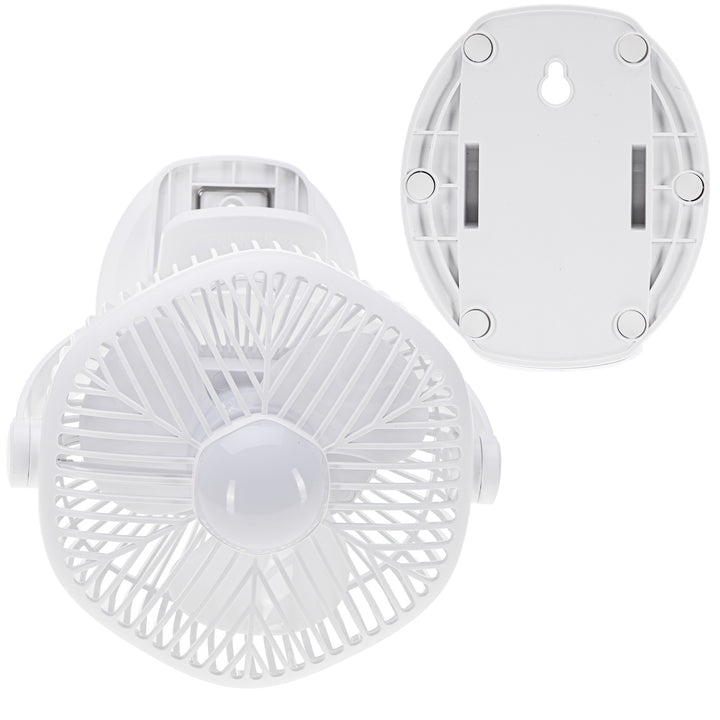 5"/12.7 cm Rechargeable Fan with Clip - USB / LED, AD 7335, Adler