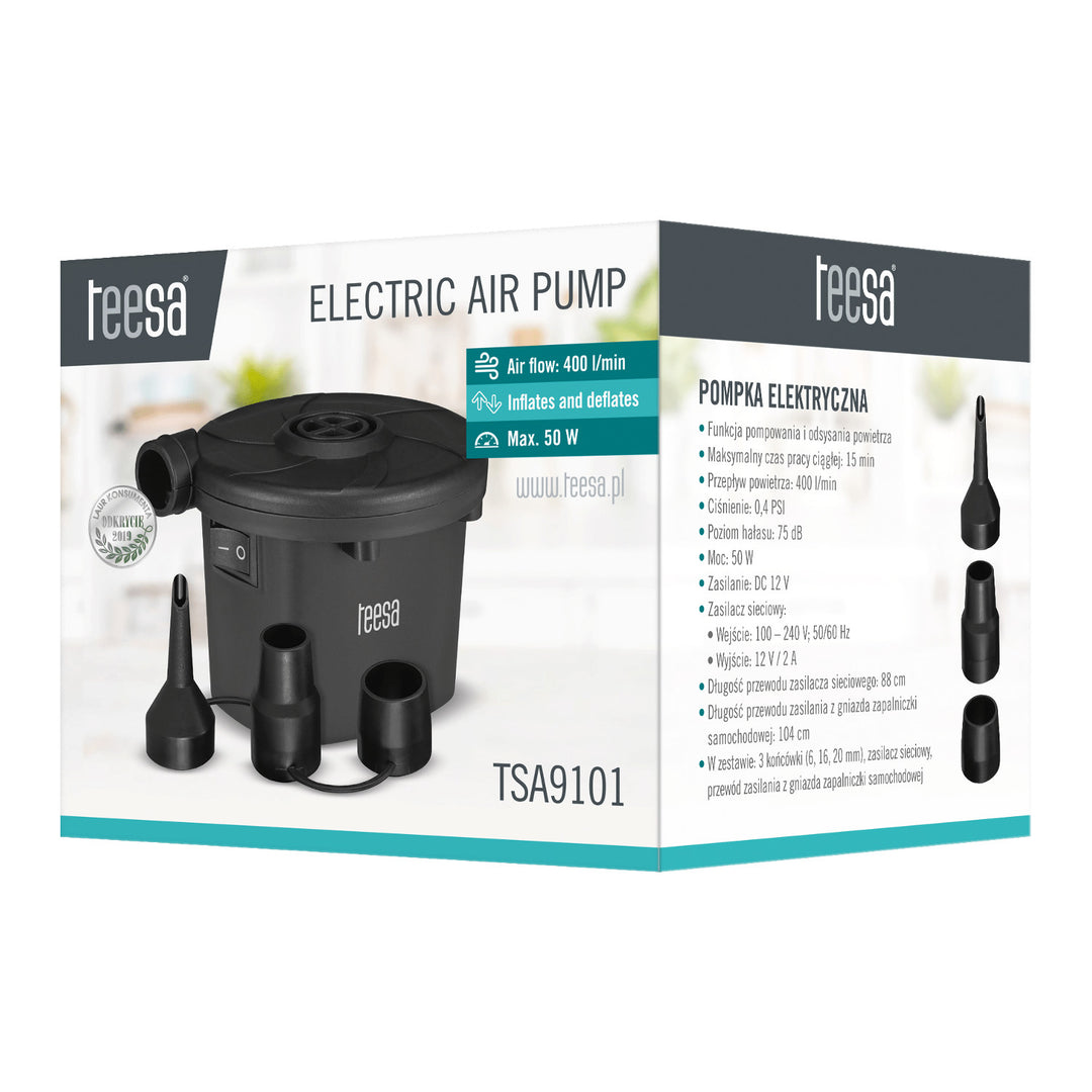 Electric Pump for Mattresses and Pools, 12 V, 230 V, Teesa