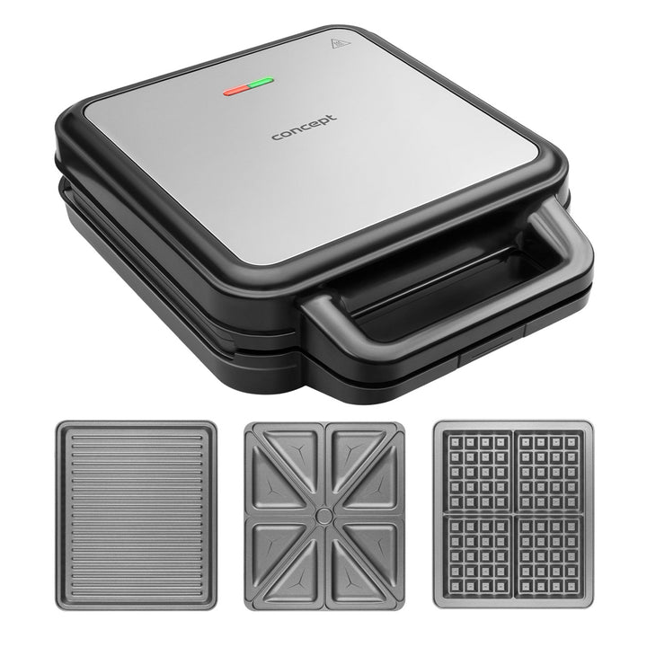 Concept Sandwich Toaster, three interchangeable plates, 1200W, nonstick surface, indicator light, SV3080
