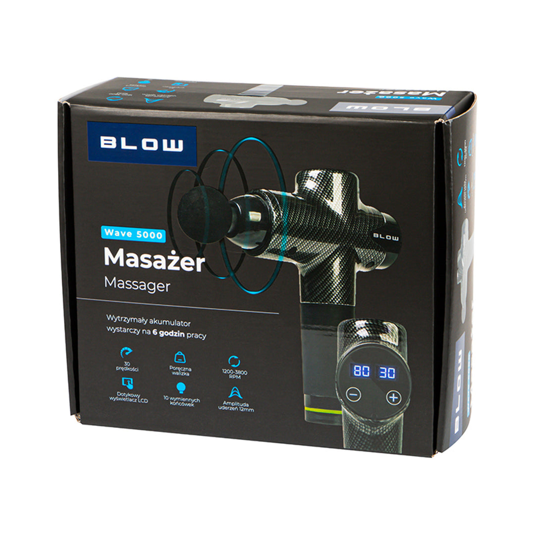 Blow Massager, 10 attachments, charger, and carrying case, 200W, 30 speed settings, fast charging, 44-341