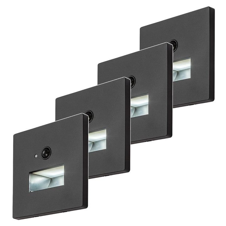 Lunca 1W LED Light, IP20, Black, 3000, 4500, 6500 K, Motion Sensor, Light Sensor, 77197, 4 pieces