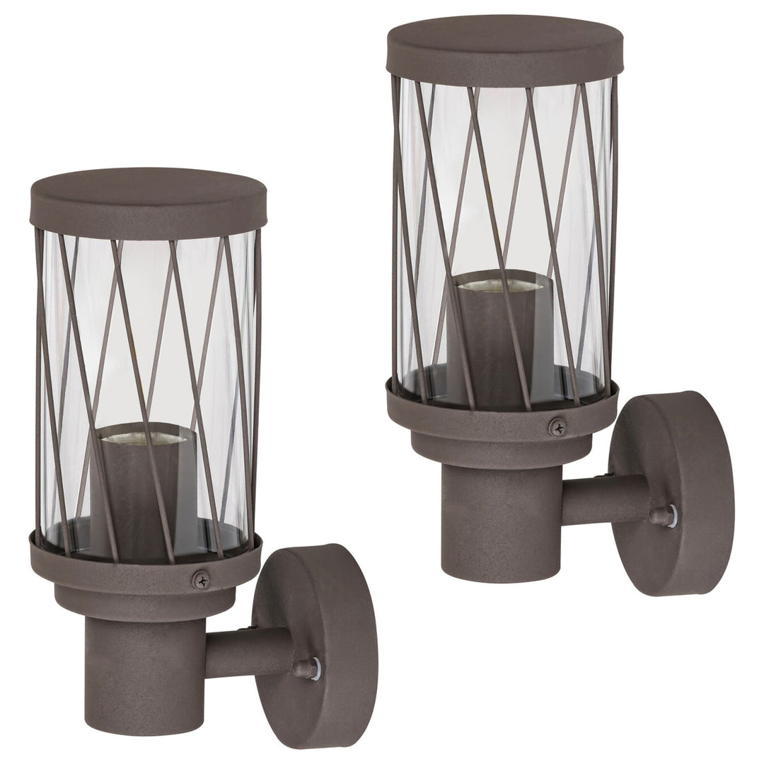 Rabalux Budapest Outdoor Wall Sconce, IP44, brown, E27 socket, max 40W, 8888, 2 pieces
