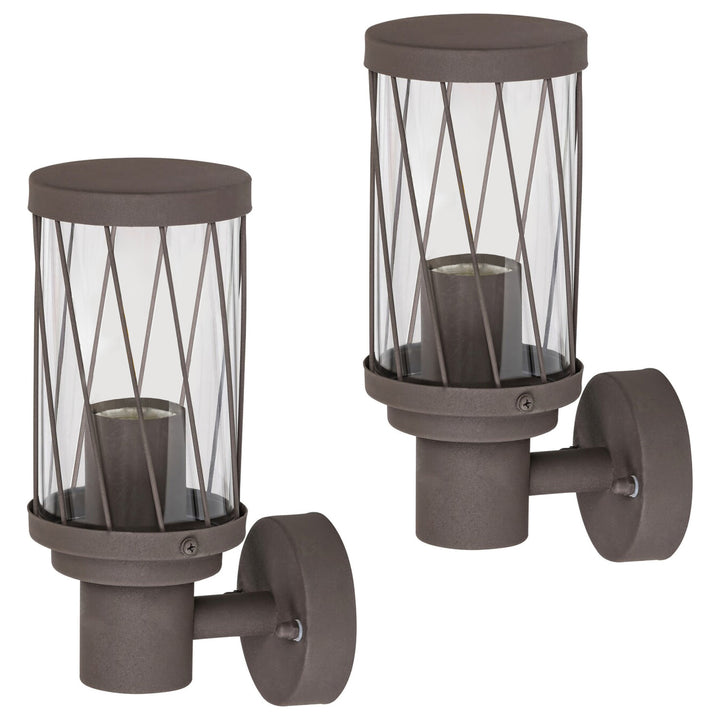 Rabalux Budapest Outdoor Wall Sconce, IP44, brown, E27 socket, max 40W, 8888, 2 pieces
