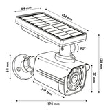 Solar-powered dummy camera, flashing LED, motion sensor, LED lighting, stickers included, SOL1800S/B, 2 pieces
