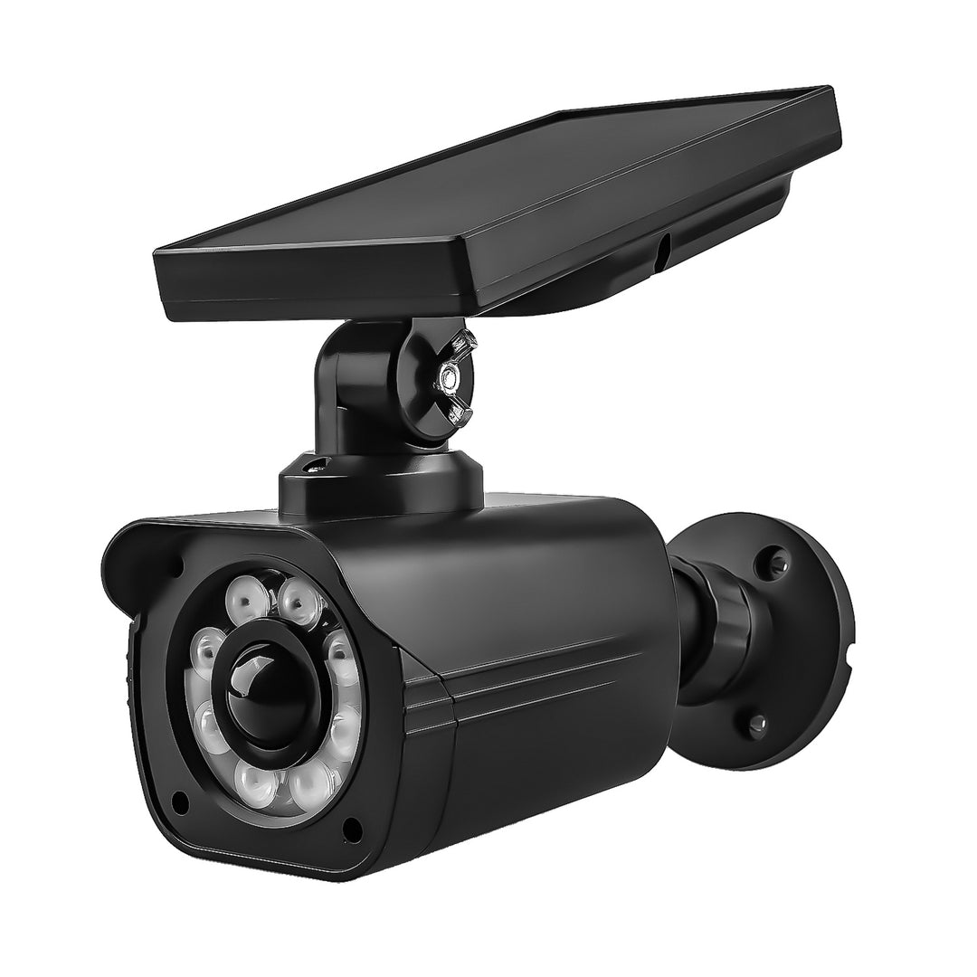 Solar-powered dummy camera, flashing LED, motion sensor, LED lighting, stickers included, SOL1800S/B, 4 pieces