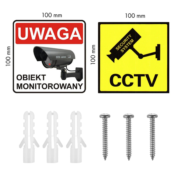 Solar-powered dummy camera, flashing LED, motion sensor, LED lighting, stickers included, SOL1800S/B, 4 pieces