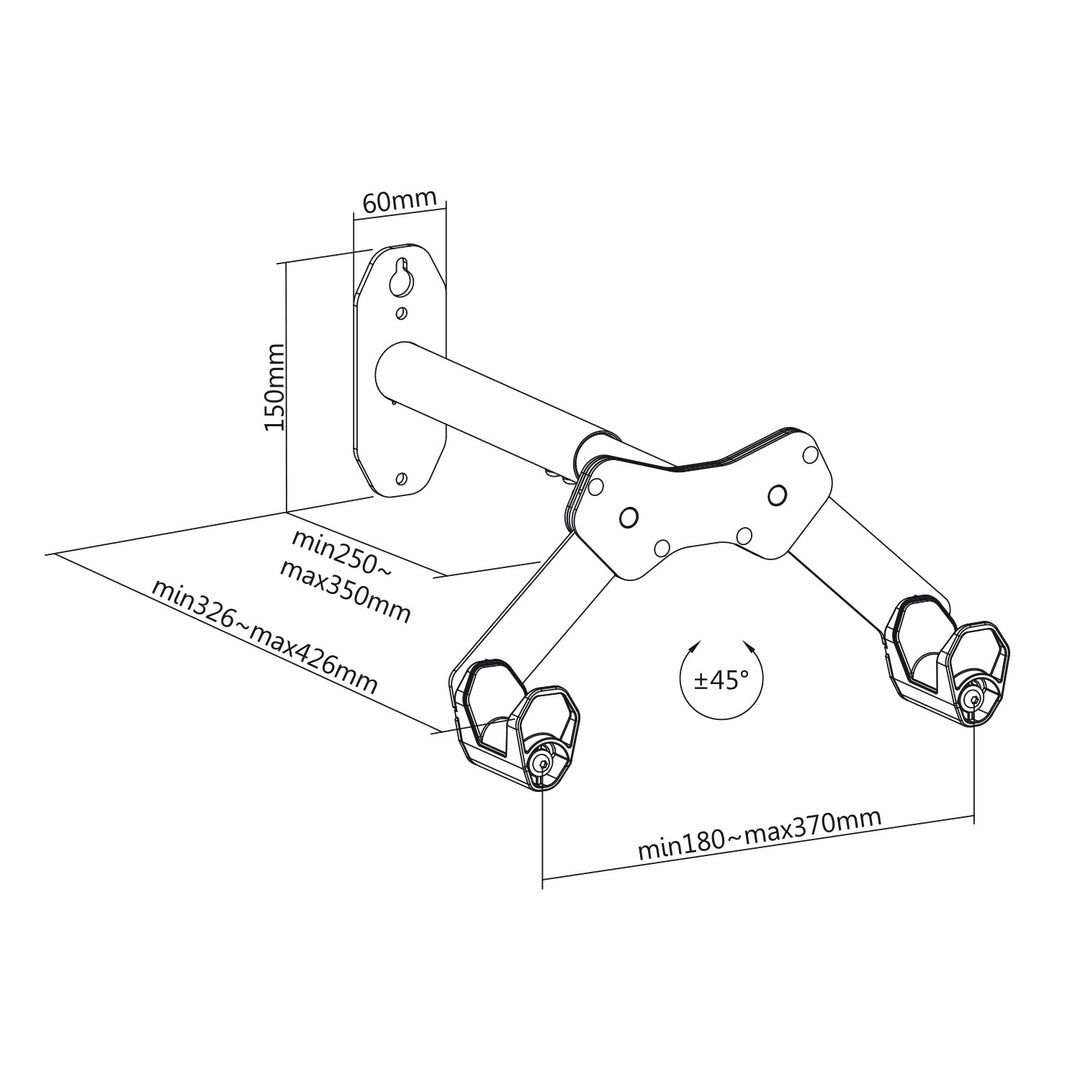 Maclean Wall-Mounted Bike Rack, 25 kg max, MC-457, 3 pieces
