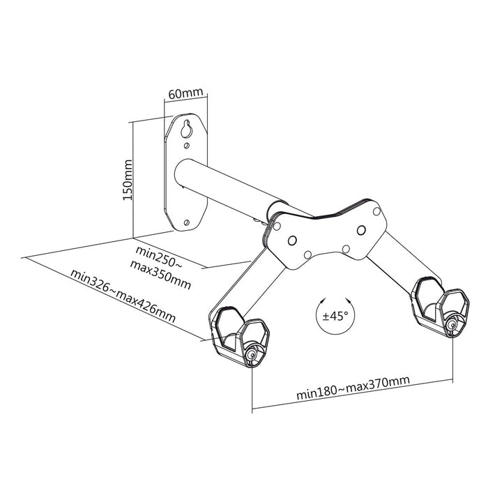 Maclean Wall-Mounted Bike Rack, 25 kg max, MC-457, 3 pieces