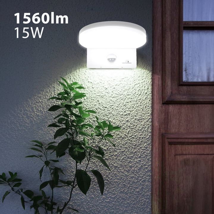 Maclean LED Light with Motion Sensor, PIR Motion Sensor, White, 15W, IP65, 1560 lm, Neutral White (4000K) MCE344 W, 2 pieces