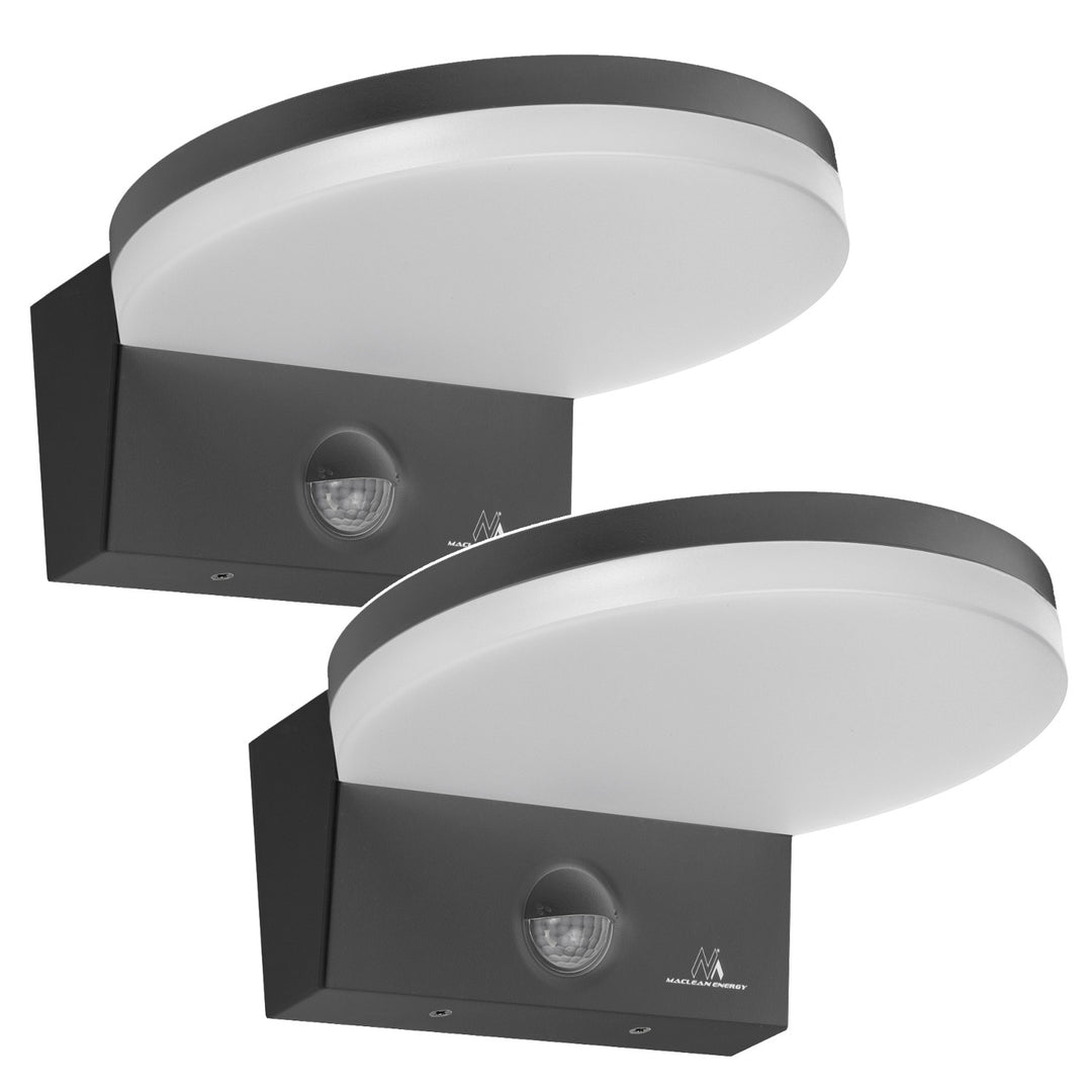 Maclean LED Light with Motion Sensor, PIR Motion Sensor, Gray, 15W, IP65, 1560 lm, Neutral White (4000K) MCE344 GR, 2 pieces