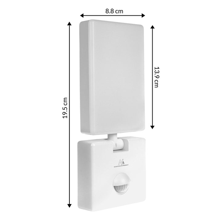 Maclean LED Light with Motion Sensor, PIR Motion Sensor, White, 10W, IP65, 800 lm, Neutral White (4000K) MCE516 W, 2 pieces