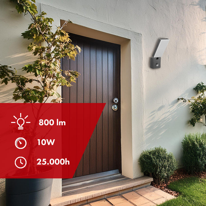 Maclean LED Light with Motion Sensor, PIR Motion Sensor, Gray, 10W, IP65, 800 lm, Neutral White (4000K) MCE516 GR, 2 pieces