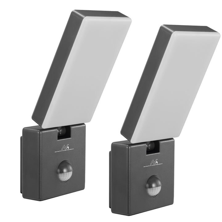 Maclean LED Light with Motion Sensor, PIR Motion Sensor, Gray, 10W, IP65, 800 lm, Neutral White (4000K) MCE516 GR, 2 pieces