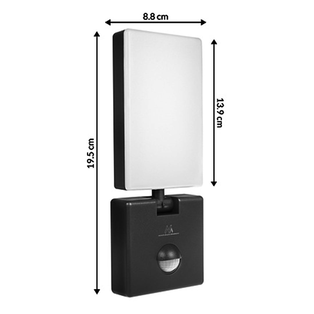 Maclean LED Light with Motion Sensor, PIR Motion Sensor, Black, 10W, IP65, 800 lm, Neutral White (4000K) MCE516 B, 2 pieces