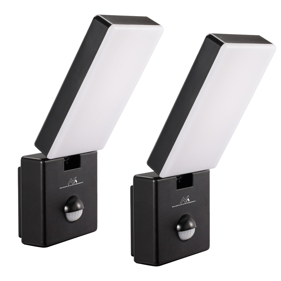 Maclean LED Light with Motion Sensor, PIR Motion Sensor, Black, 10W, IP65, 800 lm, Neutral White (4000K) MCE516 B, 2 pieces