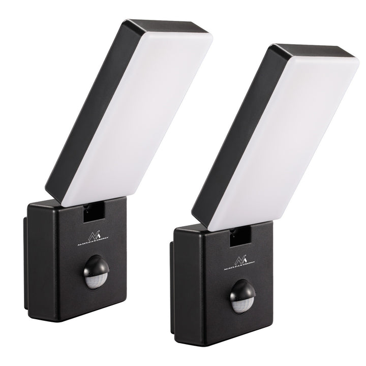 Maclean LED Light with Motion Sensor, PIR Motion Sensor, Black, 10W, IP65, 800 lm, Neutral White (4000K) MCE516 B, 2 pieces