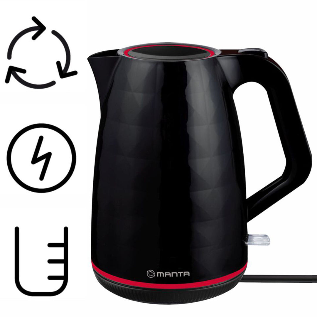 Manta ORISA 1.7L 2200W Cordless Electric Kettle, Black