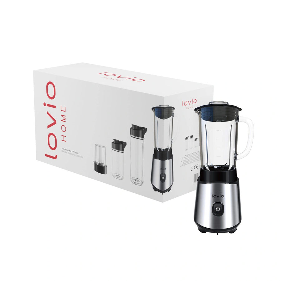 LOVIO LVJBL001 Blender with Glass Jar, 500W, 600ml Glass Jar, 3 Bottles