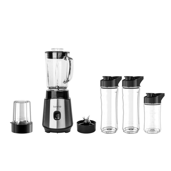 LOVIO LVJBL001 Blender with Glass Jar, 500W, 600ml Glass Jar, 3 Bottles