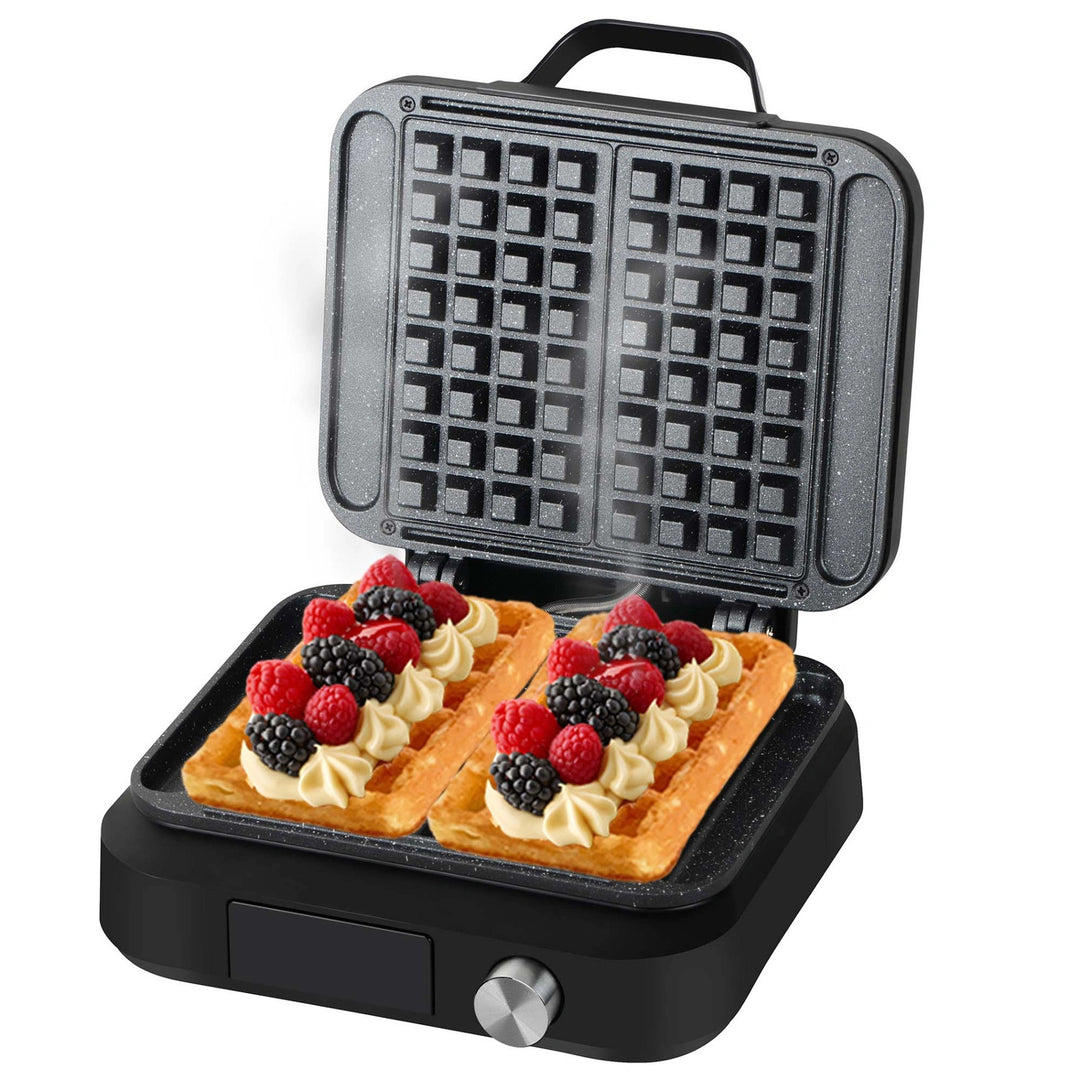 LOVIO PerfectCrisp Waffle Maker, 2 large waffles, 1500W, 6 browning levels, LVWF002BK