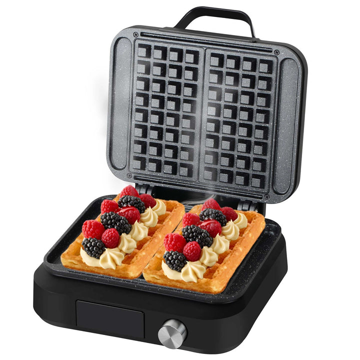LOVIO PerfectCrisp Waffle Maker, 2 large waffles, 1500W, 6 browning levels, LVWF002BK