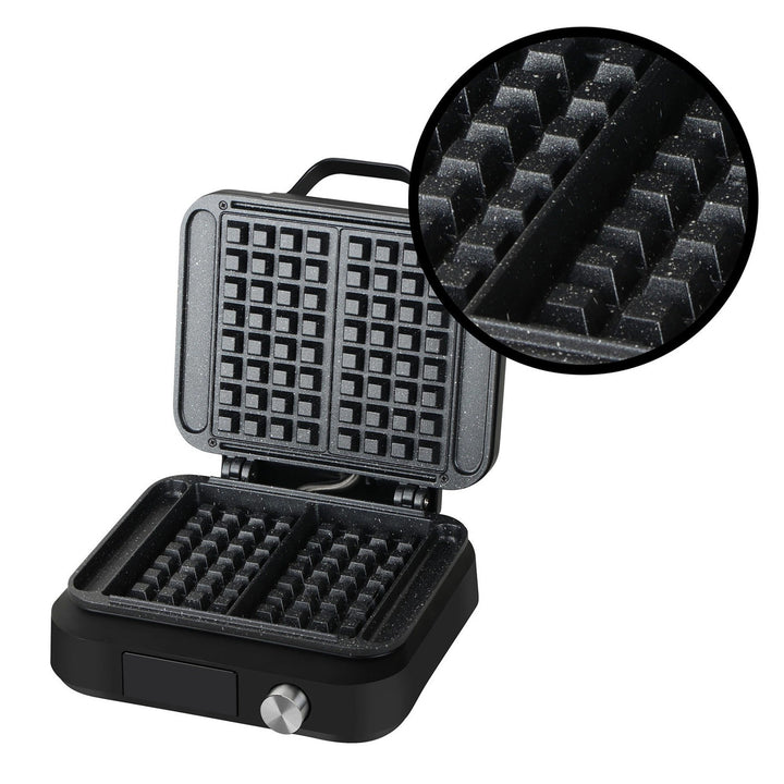 LOVIO PerfectCrisp Waffle Maker, 2 large waffles, 1500W, 6 browning levels, LVWF002BK
