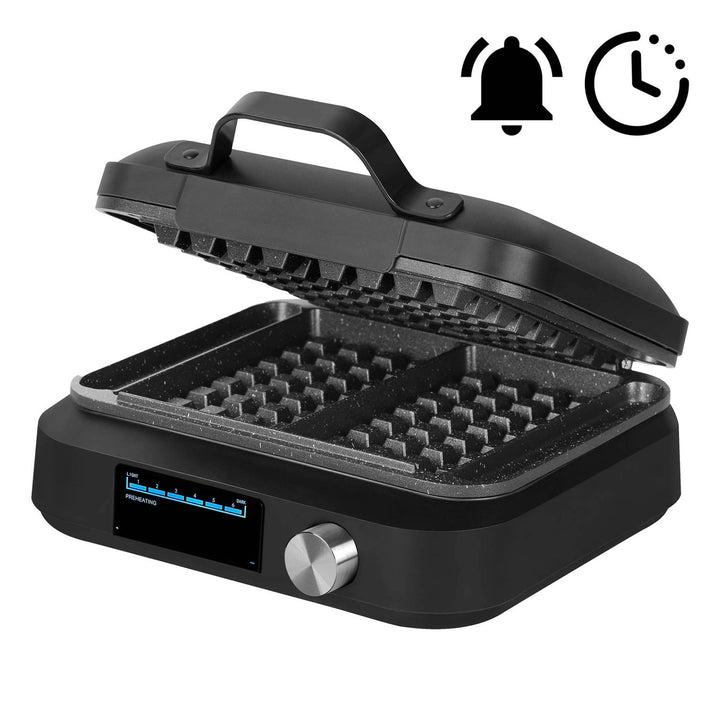LOVIO PerfectCrisp Waffle Maker, 2 large waffles, 1500W, 6 browning levels, LVWF002BK