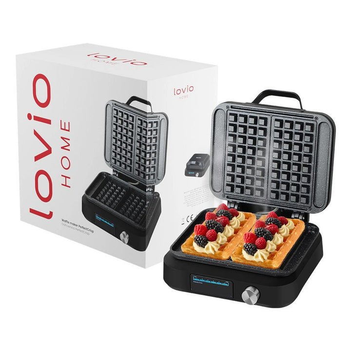 LOVIO PerfectCrisp Waffle Maker, 2 large waffles, 1500W, 6 browning levels, LVWF002BK