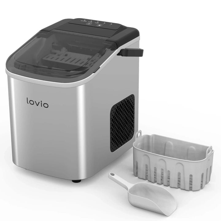 Lovio Crystal Ice Home Ice Maker, Stainless Steel, Silver, Express Ice