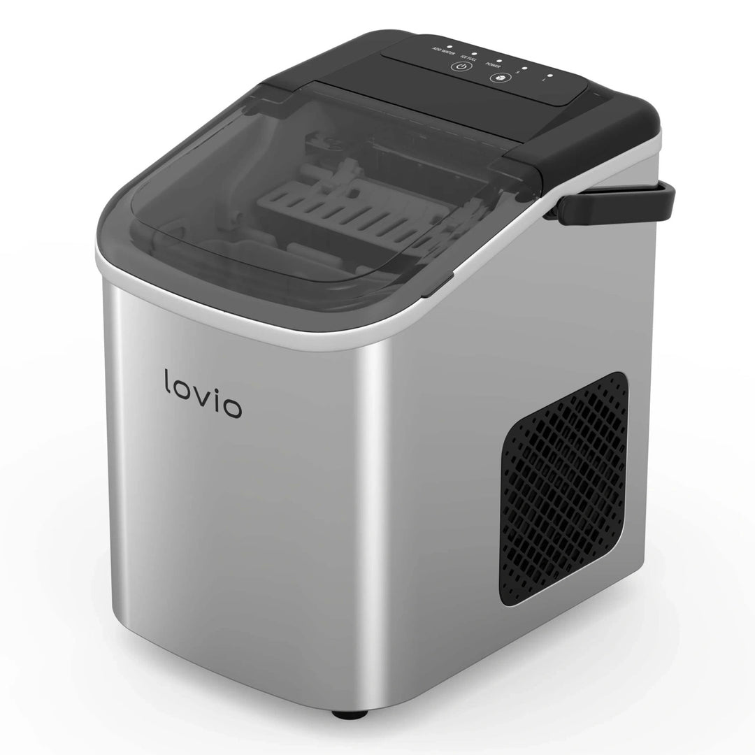 Lovio Crystal Ice Home Ice Maker, Stainless Steel, Silver, Express Ice